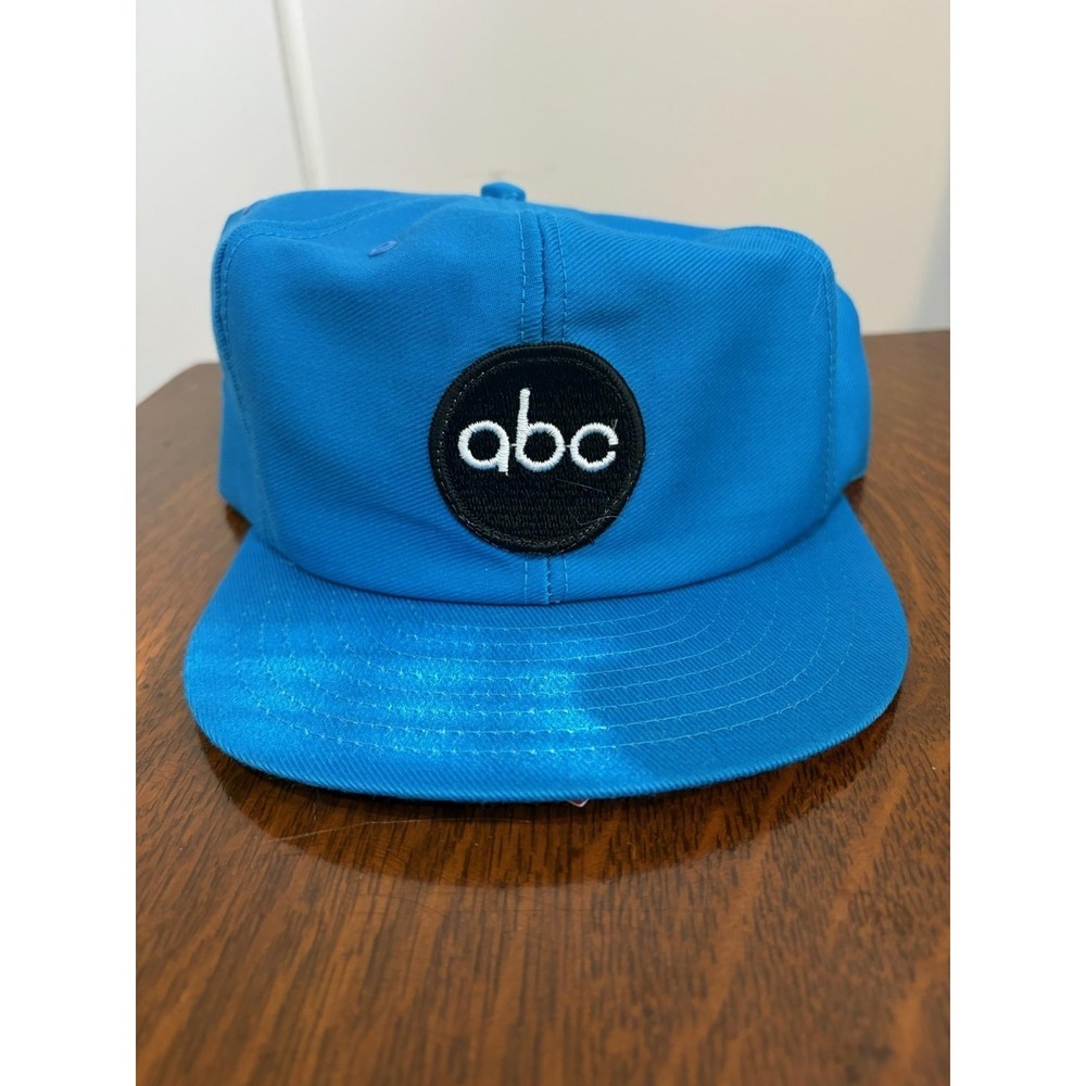 VTG Abc Hat Cap Snapback One Size Blue Twill Circle Logo Patch Mens Baseball